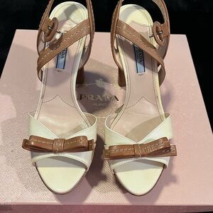 Prada Women's Cream and Tan Sandals